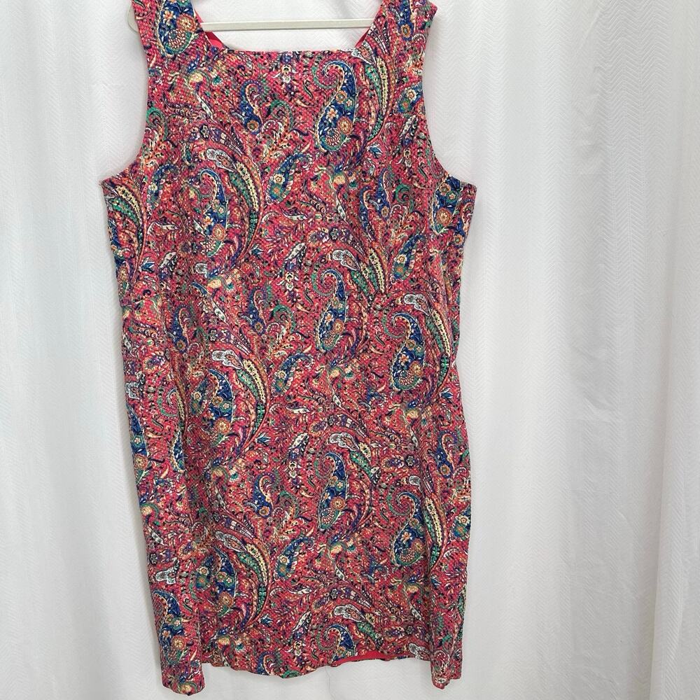 Talbots pink paisley midi shift dress sleeveless 24w